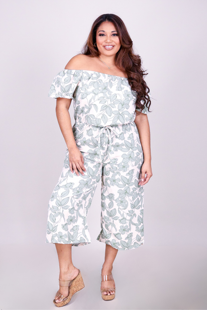 BLOOM WITHOUT LIMITS OFF SHOULDER JUMPSUIT