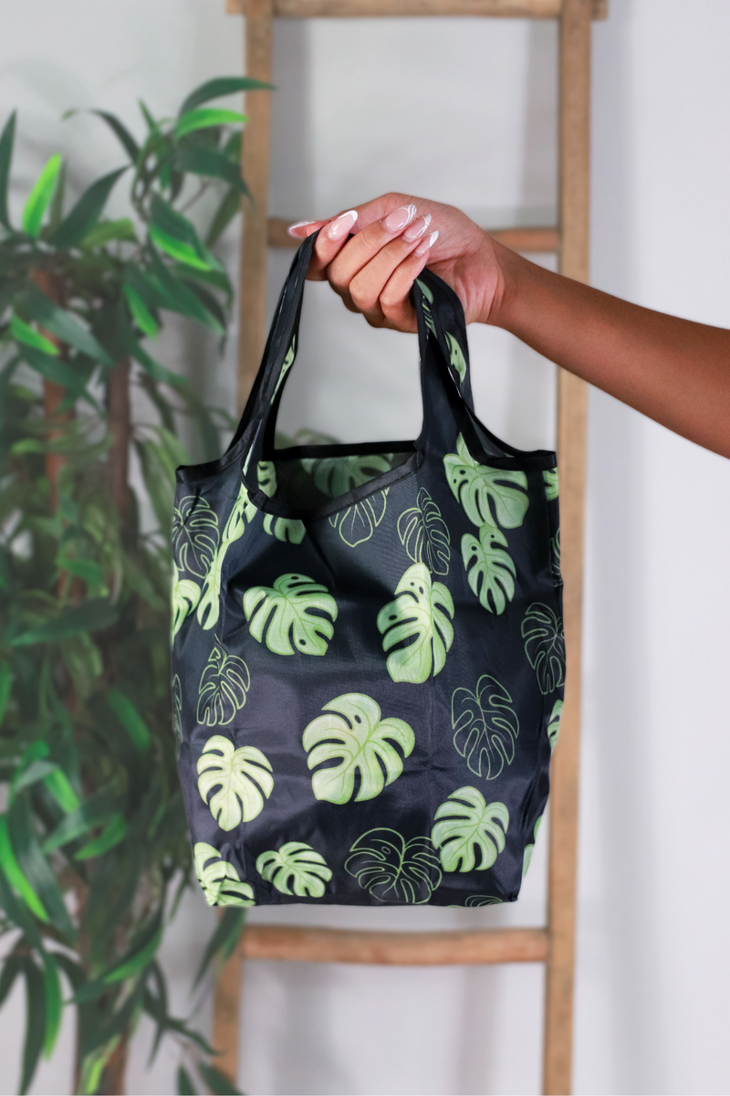 Jeans Warehouse Hawaii - TOTES - MINI MONSTERA FOLDABLE REUSABLE BAG | By GREENWELL PROMOTIONS LTD