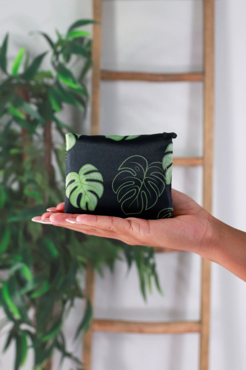 Jeans Warehouse Hawaii - TOTES - MINI MONSTERA FOLDABLE REUSABLE BAG | By GREENWELL PROMOTIONS LTD