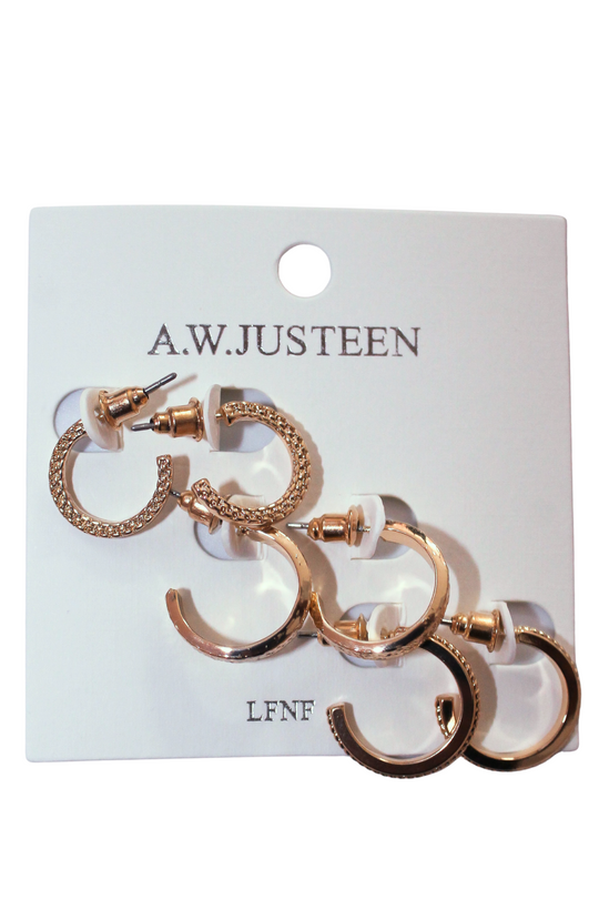 TRIPLE STYLE HOOP SET EARRINGS