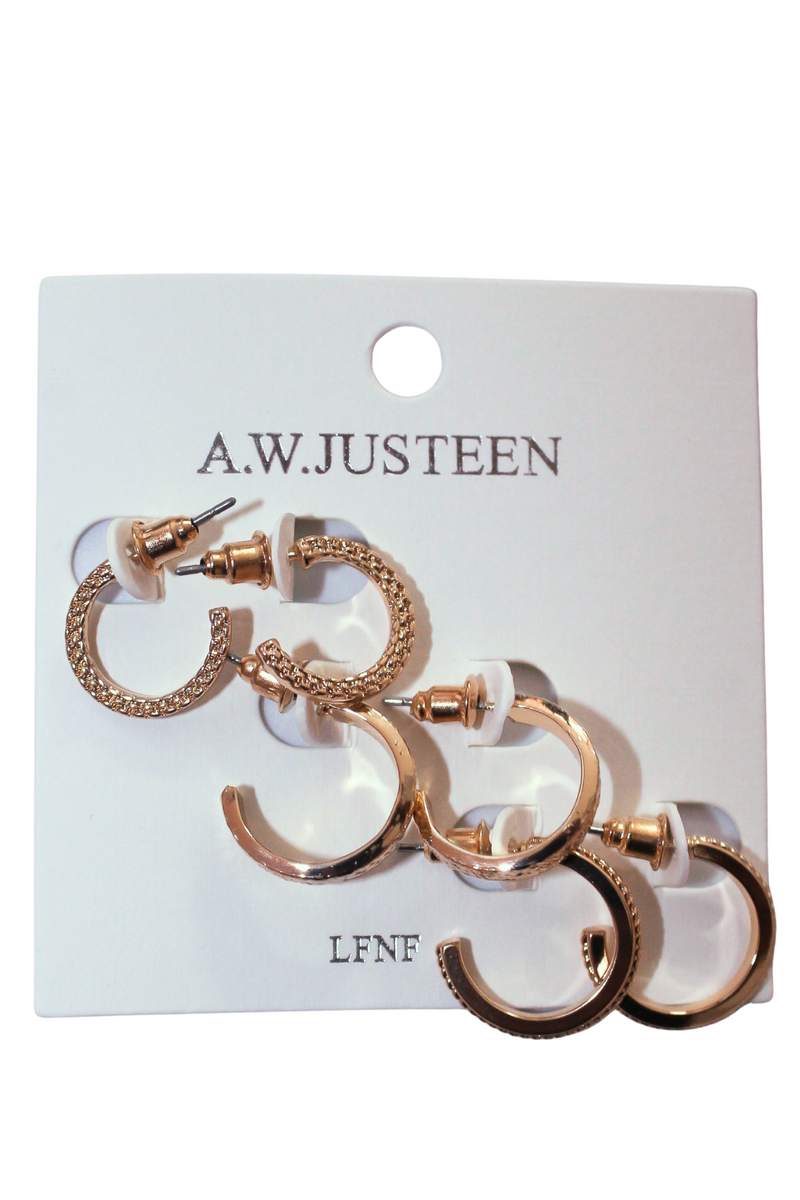 Jeans Warehouse Hawaii - MULTI ON CARD - TRIPLE STYLE HOOP SET EARRINGS | By PRINCE CO