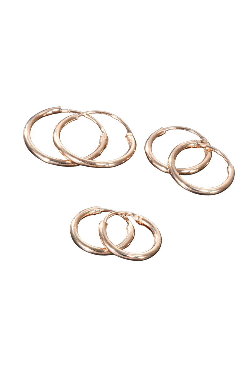 Jeans Warehouse Hawaii - BASIC HOOPS - 3 PAIR MULTISIZE GOLD HOOPS | By PRINCE CO