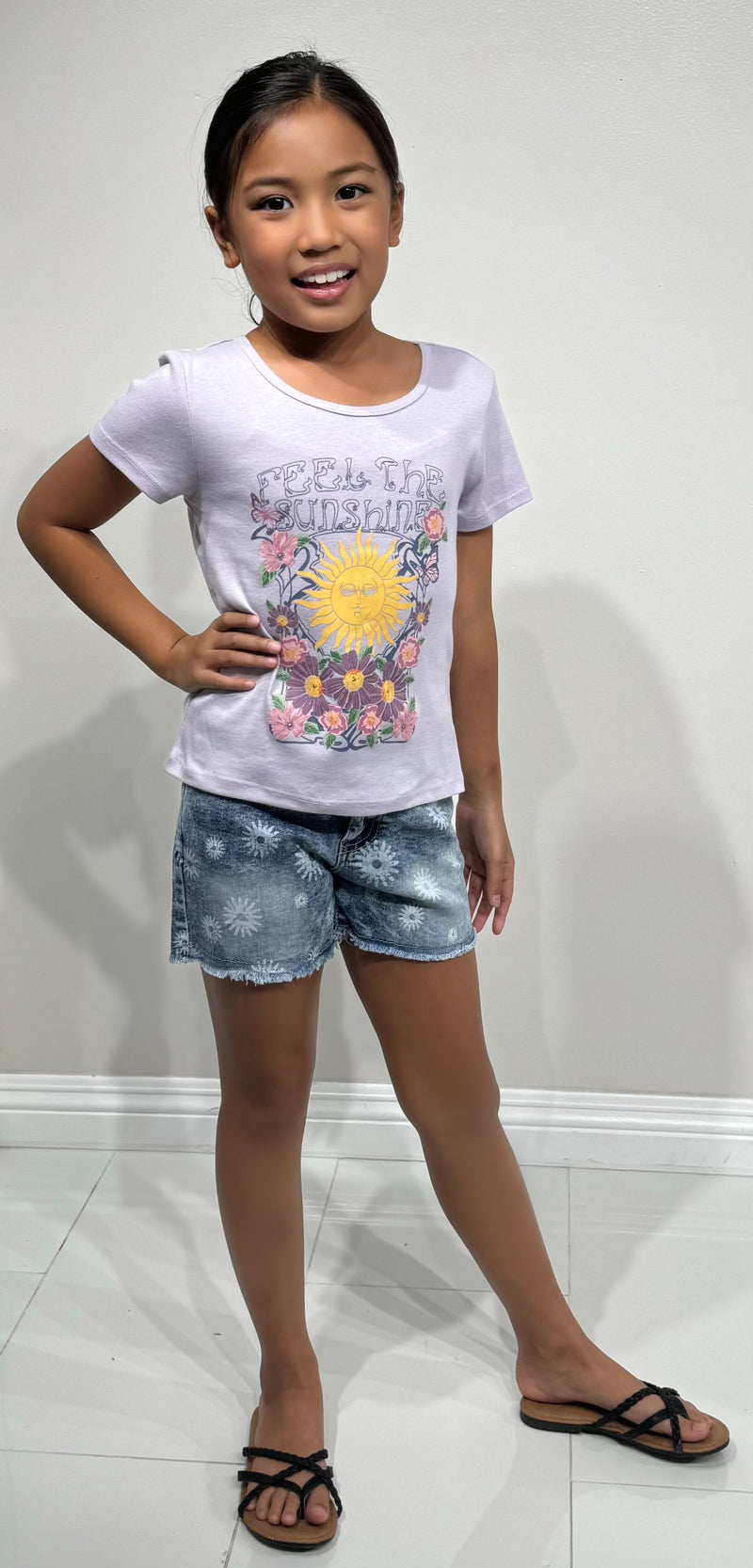 Jeans Warehouse Hawaii - S/S PRINT 7-16 - FEEL THE SUNSHINE TOP | KIDS SIZE 7-16 | By IKEDDI IMPORTS