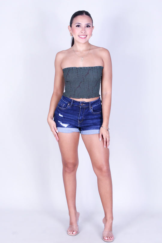 IWA MOON SMOCKED CROP TUBE TOP