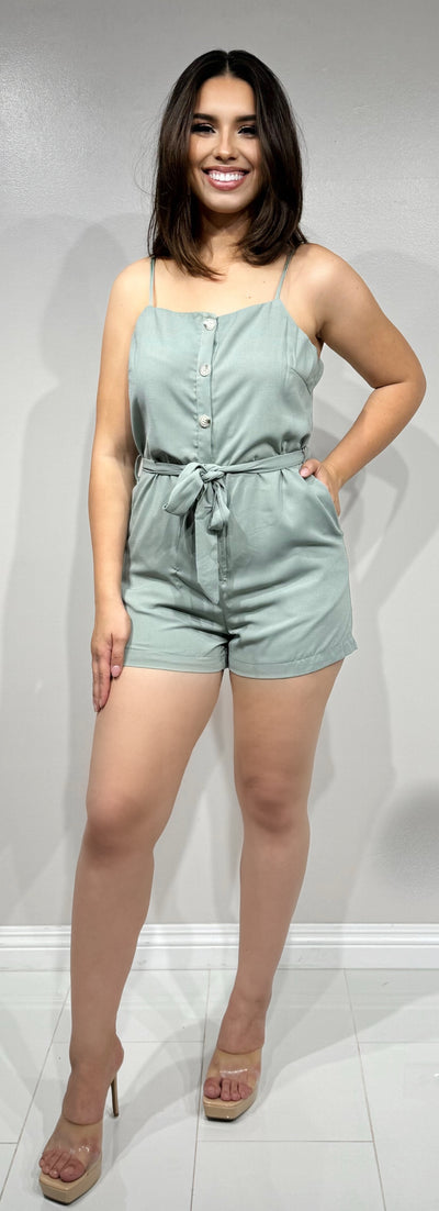 Jeans Warehouse Hawaii - SOLID ROMPERS - SLEEVELESS BUTTON DOWN ROMPER | By GILLI