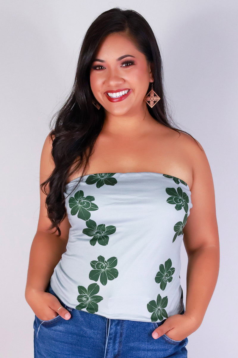 Jeans Warehouse Hawaii - PLUS PRINTED S/L - ORCHID TUBE TOP | By LUZ