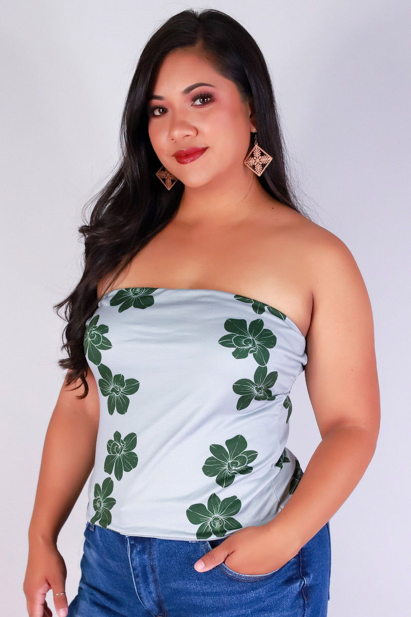 Jeans Warehouse Hawaii - PLUS PRINTED S/L - ORCHID TUBE TOP | By LUZ