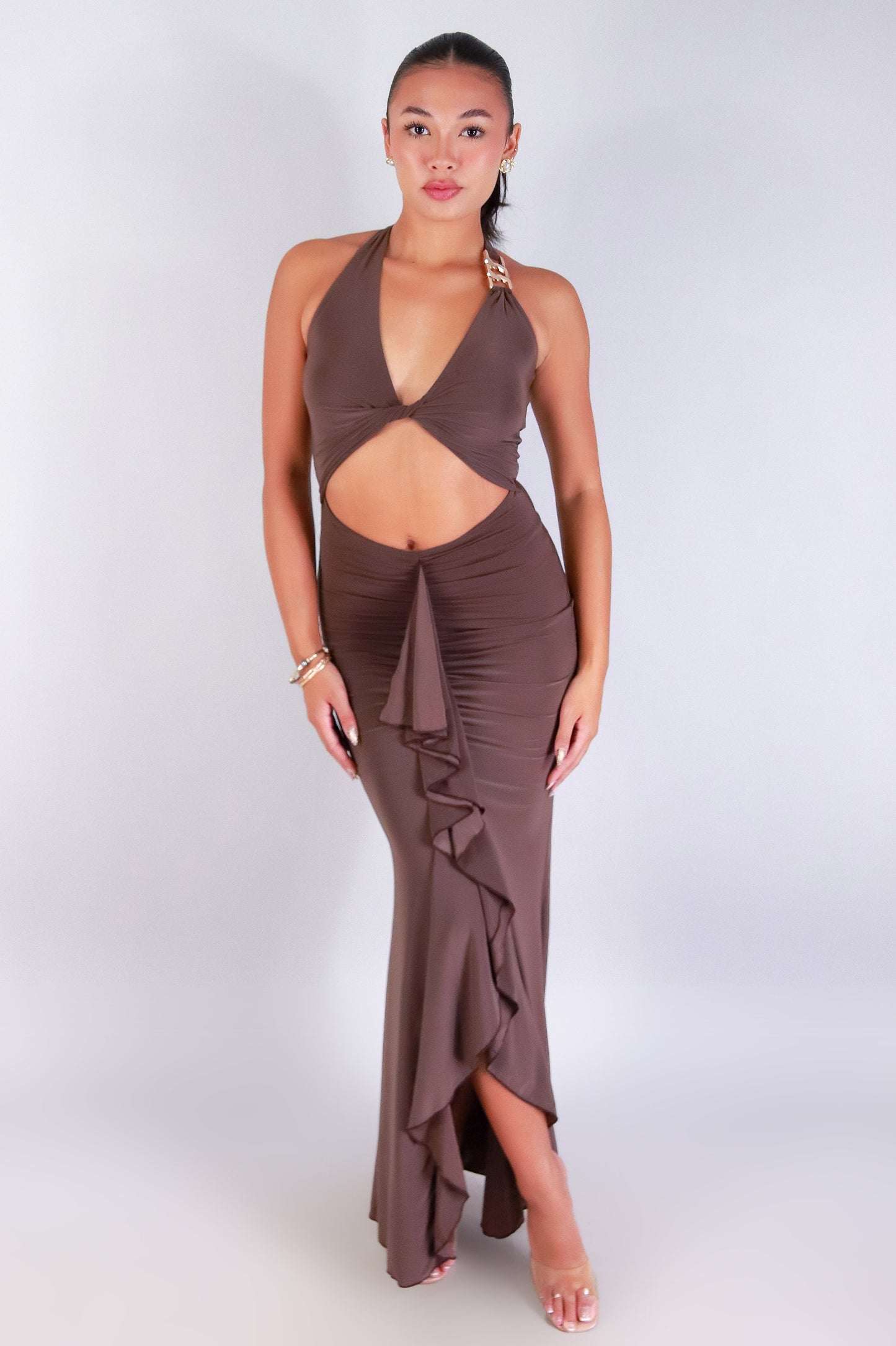 Jeans Warehouse Hawaii - S/L LONG SOLID DRESSES - CUT TO CHIC MAXI DRESS | By MEEK DBA LAC BLEU