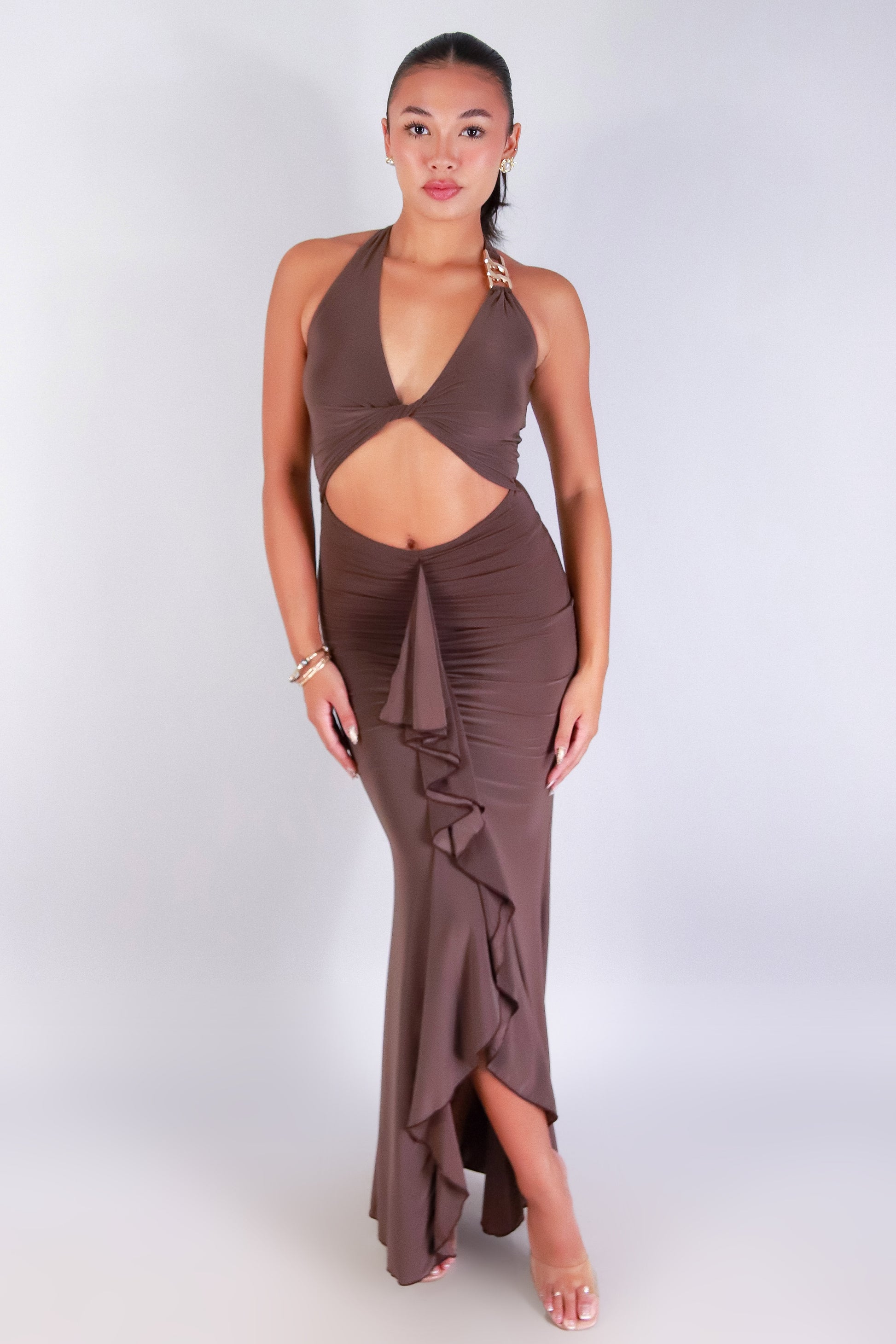 Jeans Warehouse Hawaii - S/L LONG SOLID DRESSES - CUT TO CHIC MAXI DRESS | By MEEK DBA LAC BLEU