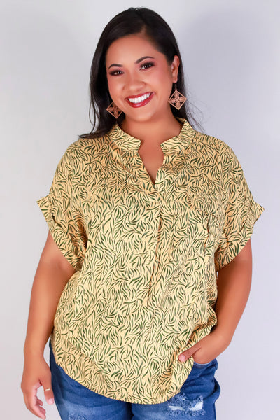 Jeans Warehouse Hawaii - PLUS S/S PRINT WOVEN TOPS - NO RULES TOP | By COZY CASUAL