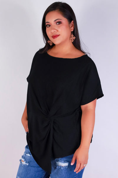 Jeans Warehouse Hawaii - PLUS S/S SOLID WOVEN TOPS - NO RULES NEEDED TOP | By COZY CASUAL