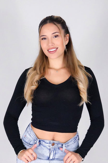 DON'T SAY IT LONG SLEEVE CROP TOP