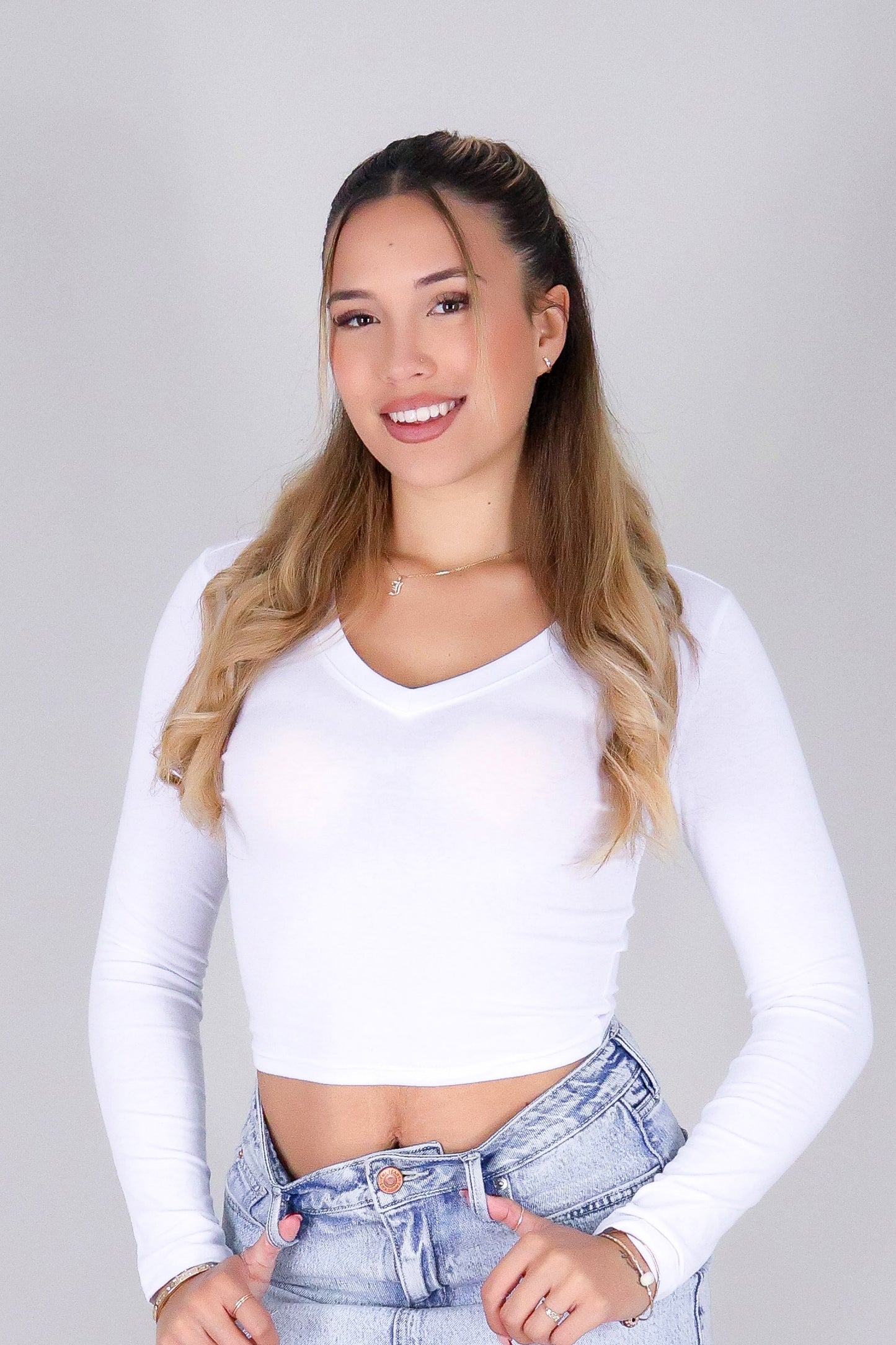 DON'T SAY IT LONG SLEEVE CROP TOP