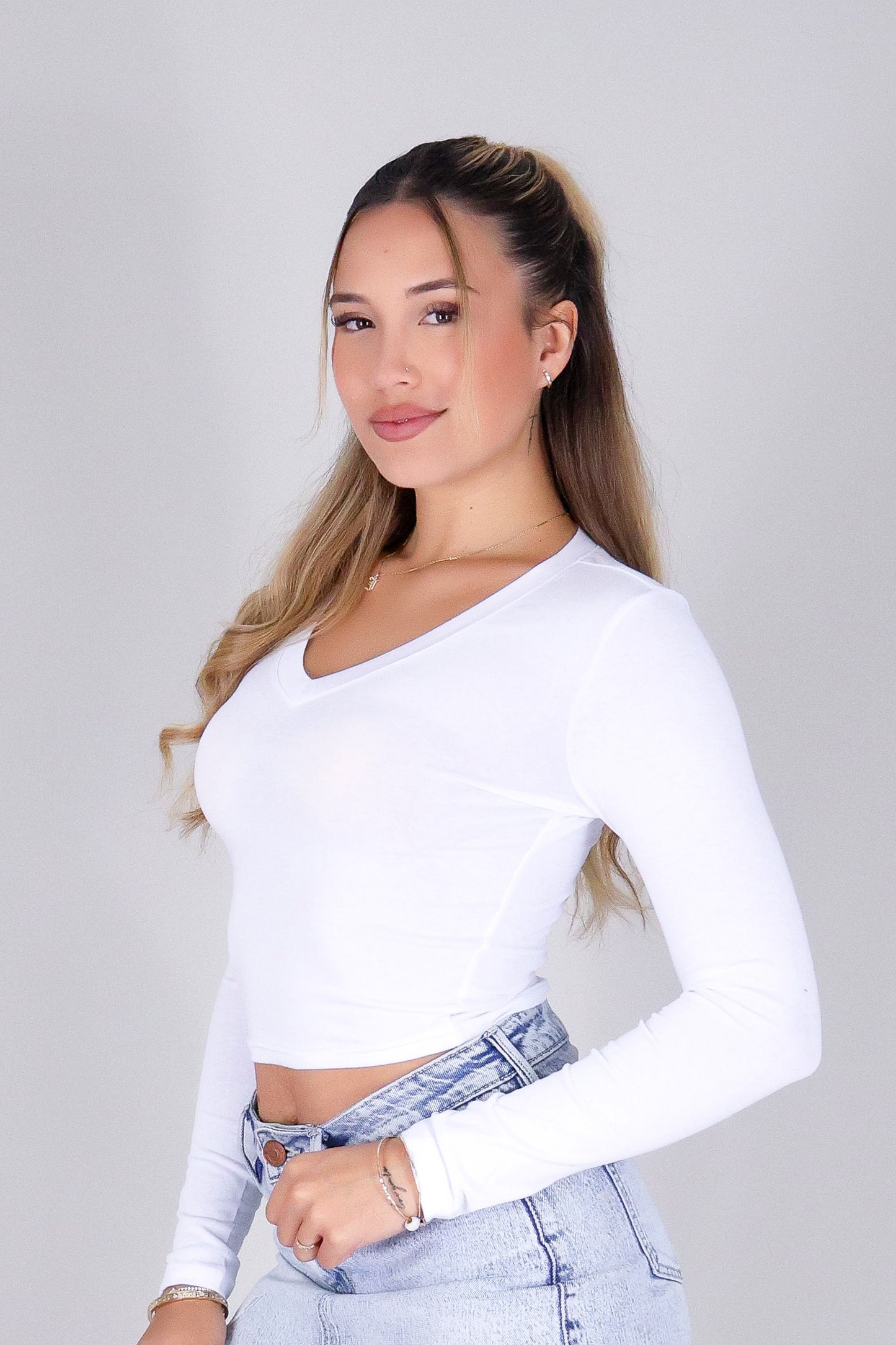 DON'T SAY IT LONG SLEEVE CROP TOP