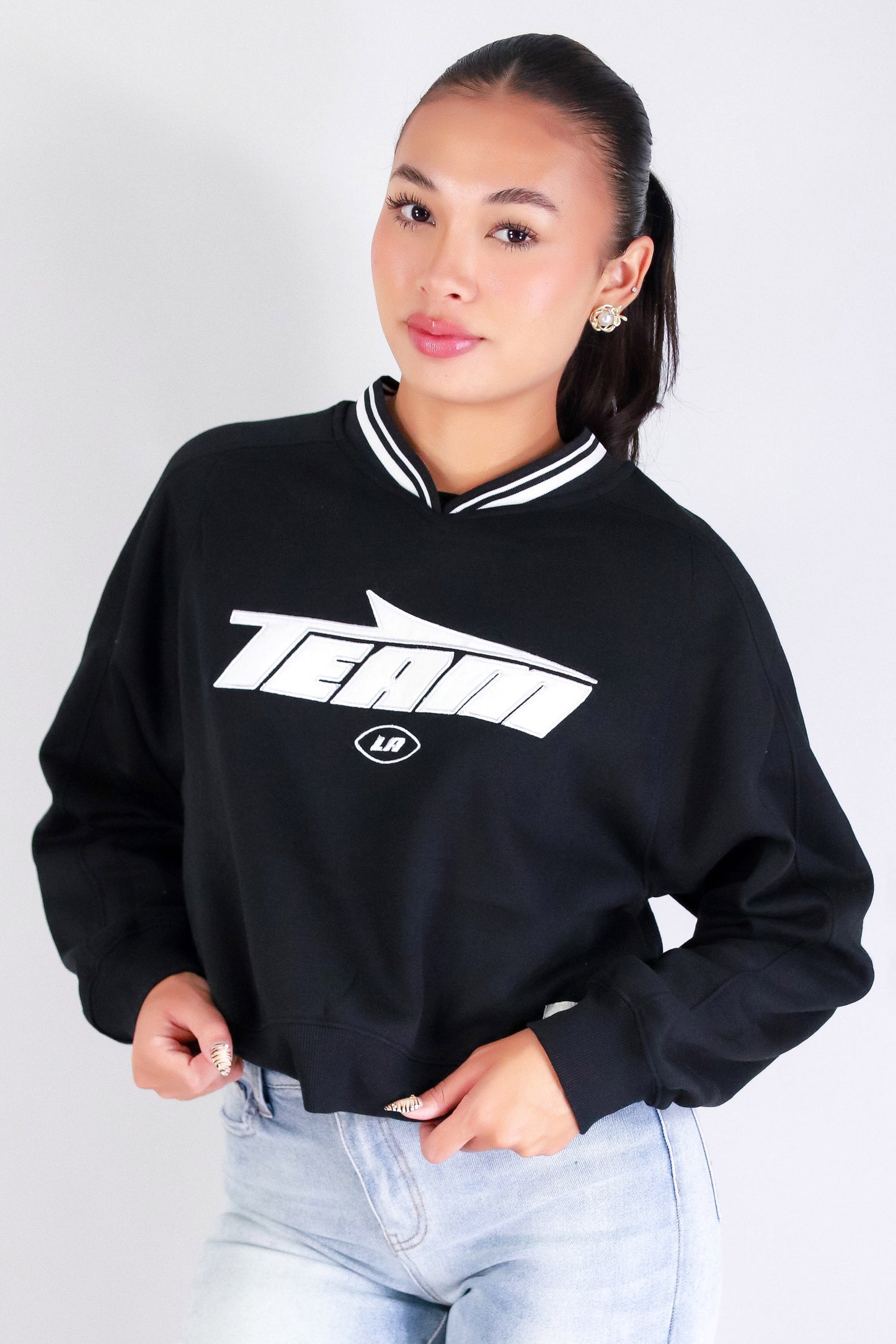 Jeans Warehouse Hawaii - SOLID LONG SLV TOPS - ALL-STAR ENERGY SWEATER | By STYLE MELODY