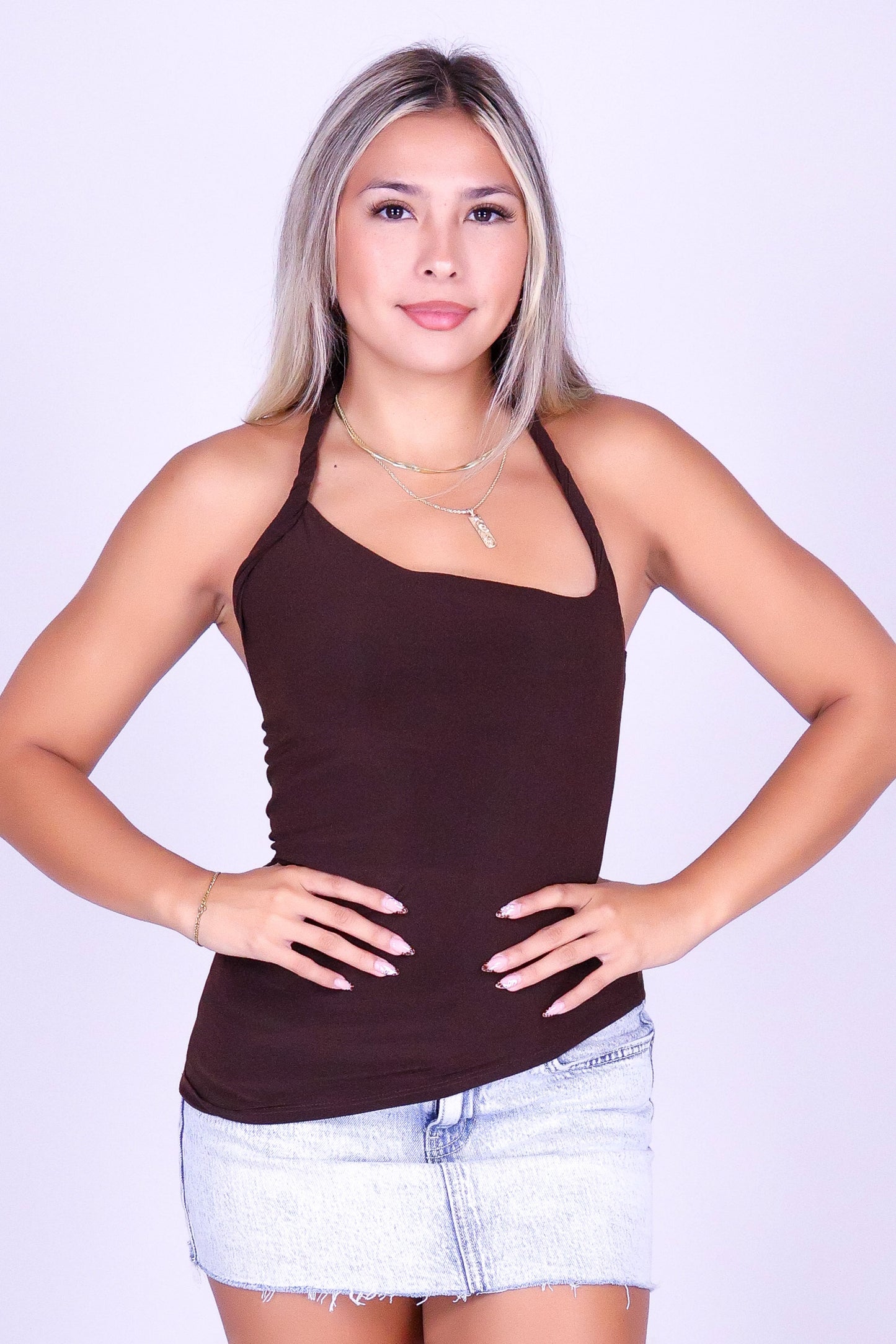 TWISTED TO PERFECTION HALTER TOP