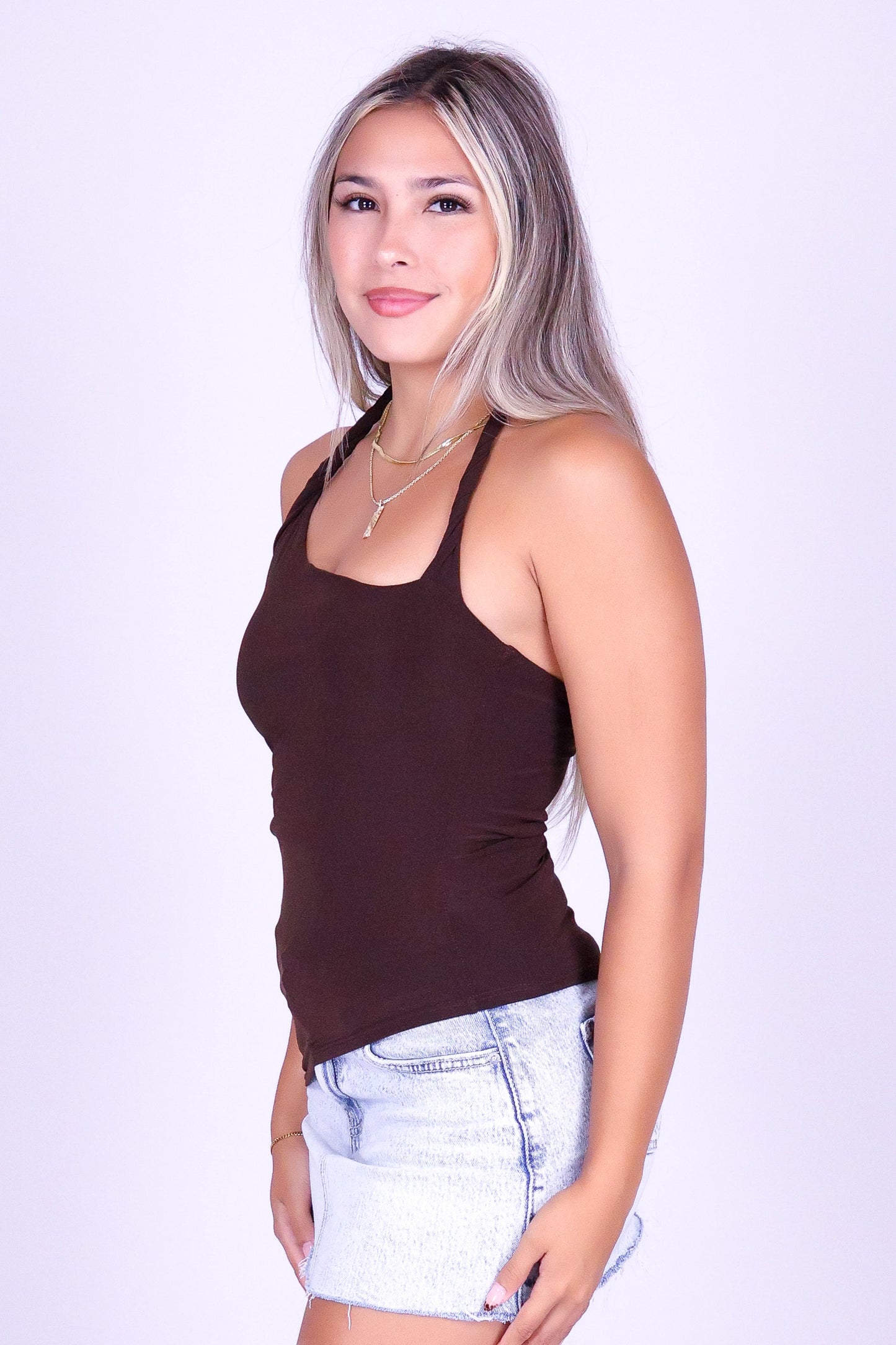 TWISTED TO PERFECTION HALTER TOP