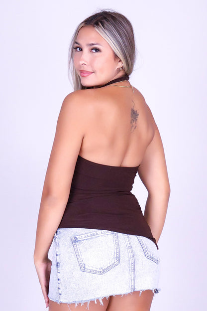 TWISTED TO PERFECTION HALTER TOP