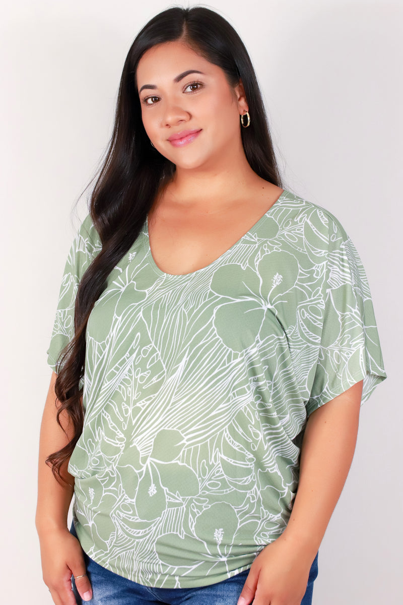 Jeans Warehouse Hawaii - PLUS PRINTED S/S - SECRET GARDEN DOLMAN TOP | By ZENOBIA