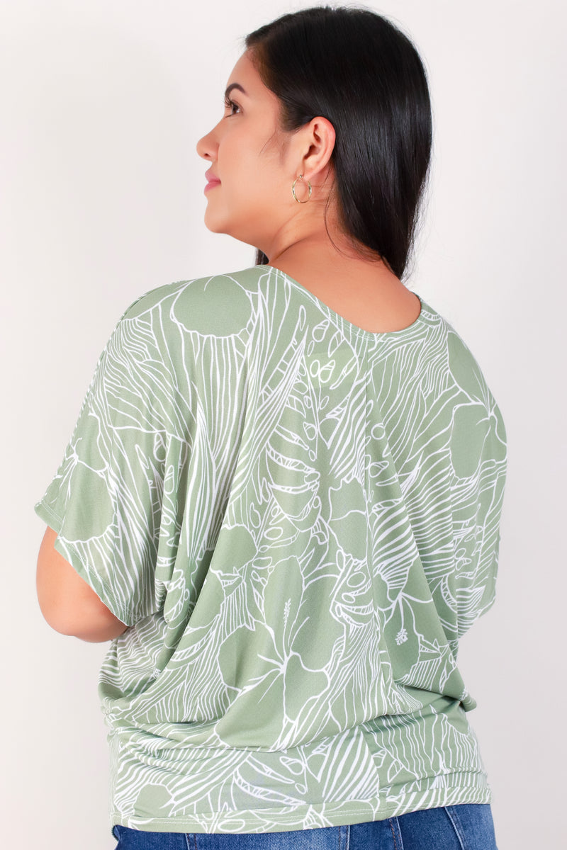 Jeans Warehouse Hawaii - PLUS PRINTED S/S - SECRET GARDEN DOLMAN TOP | By ZENOBIA