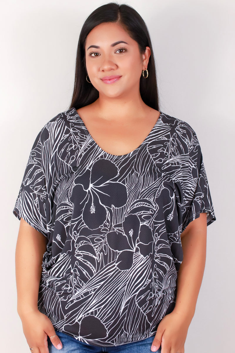Jeans Warehouse Hawaii - PLUS PRINTED S/S - SECRET GARDEN DOLMAN TOP | By ZENOBIA