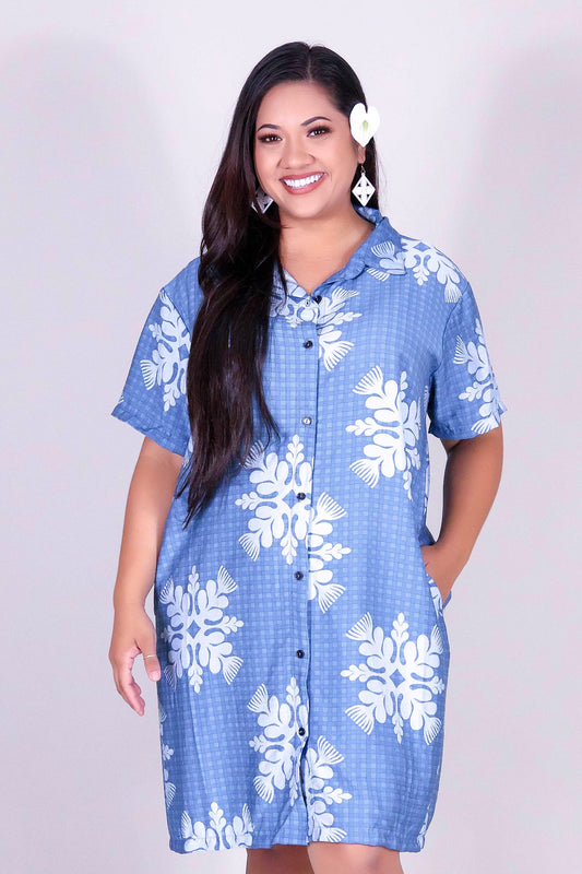 GINGHAM OHIA BUTTON DOWN DRESS