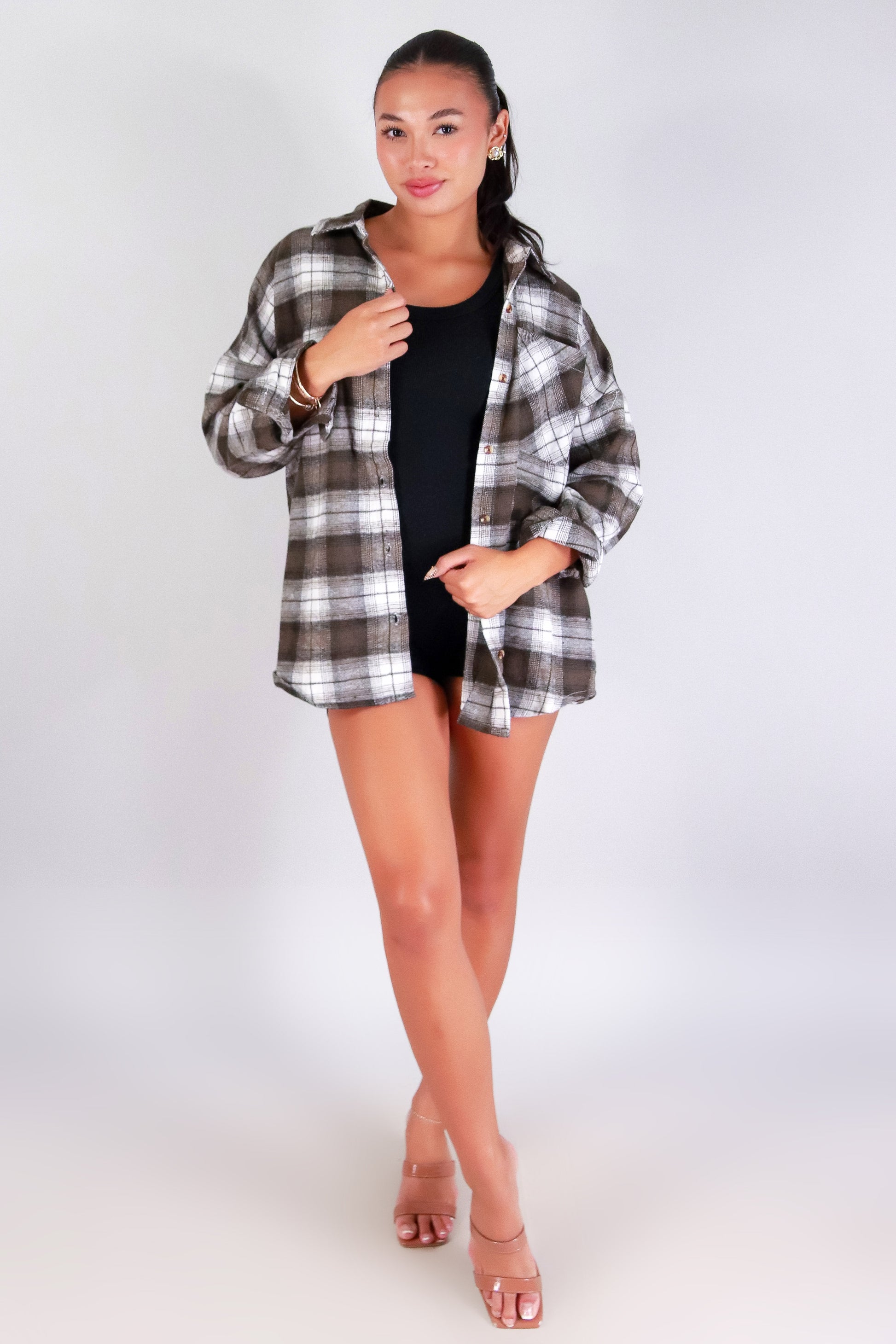 Jeans Warehouse Hawaii - L/S PRINT WOVEN CASUAL TOPS - FOREVER PLAID TOP | By CI SONO/CAVALINI