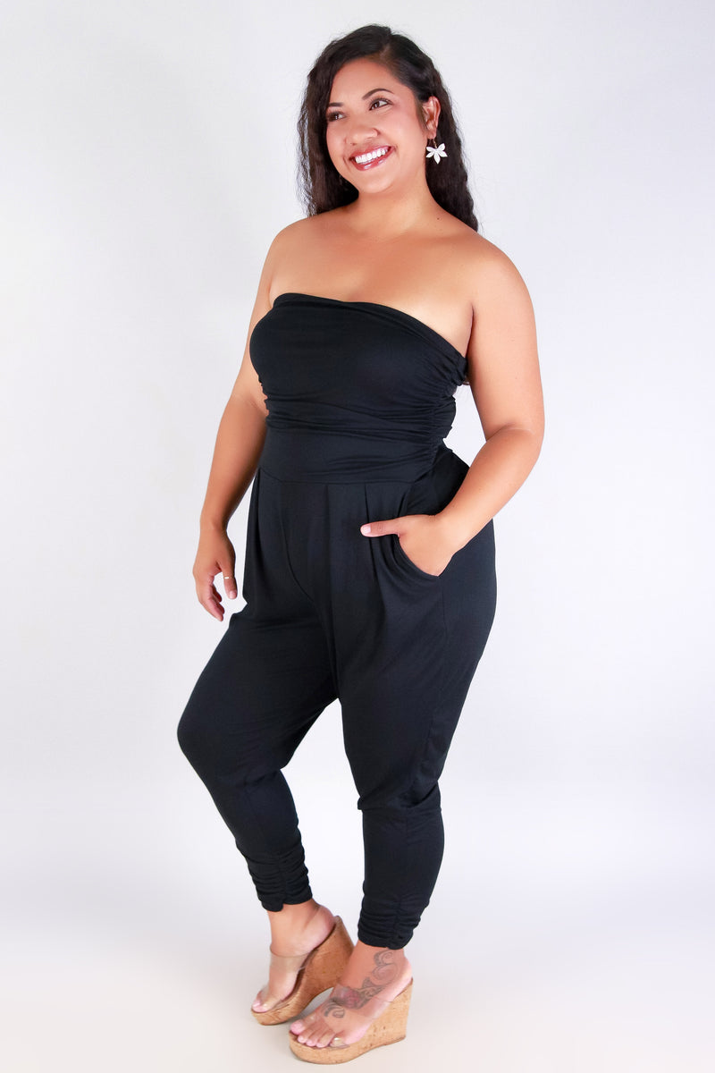 Jeans Warehouse Hawaii - PLUS SOLID JUMPSUITS - TUBE TOP JUMPER | By HAUTE FOX