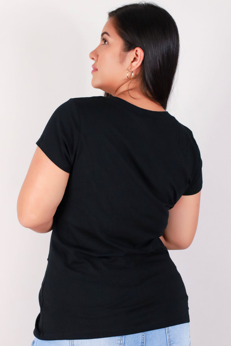 Jeans Warehouse Hawaii - PLUS BASIC V NECK TEES - DAVIE TEE | By AMBIANCE APPAREL