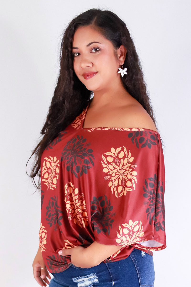 Jeans Warehouse Hawaii - PLUS PRINTED S/S - MANGO QUILT DOLMAN TOP | By LUZ