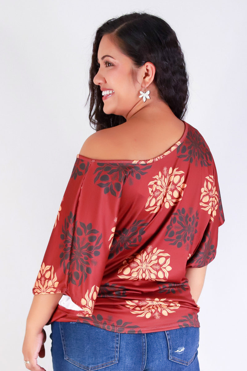 Jeans Warehouse Hawaii - PLUS PRINTED S/S - MANGO QUILT DOLMAN TOP | By LUZ