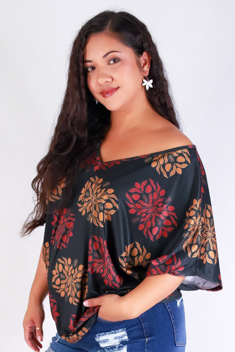 Jeans Warehouse Hawaii - PLUS PRINTED S/S - MANGO QUILT DOLMAN TOP | By LUZ