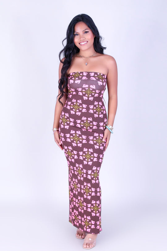 ANTHURIUM QUILT MIDI TUBE DRESS