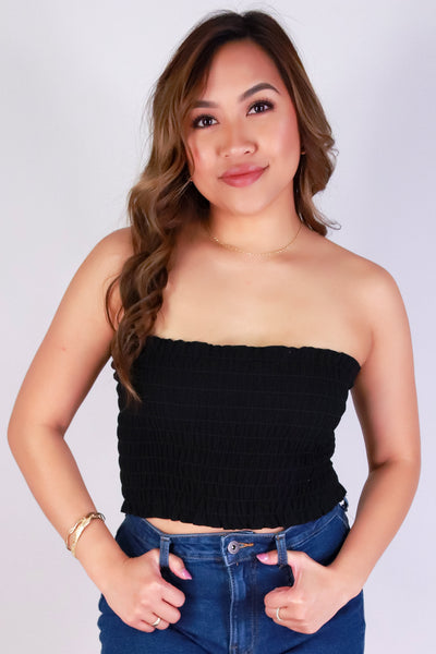 Jeans Warehouse Hawaii - S/L SOLID WOVEN TOPS - CROPPED CHARM TUBE TOP | By OLIVE & CO