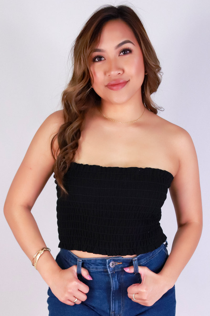 Jeans Warehouse Hawaii - S/L SOLID WOVEN TOPS - CROPPED CHARM TUBE TOP | By OLIVE & CO