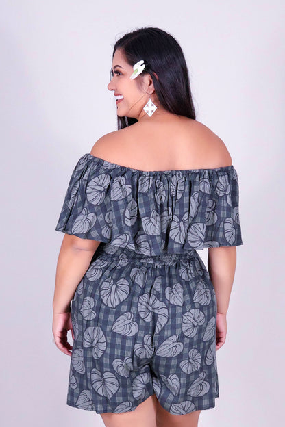 ANTHURIUM PALAKA OFF SHOULDER ROMPER