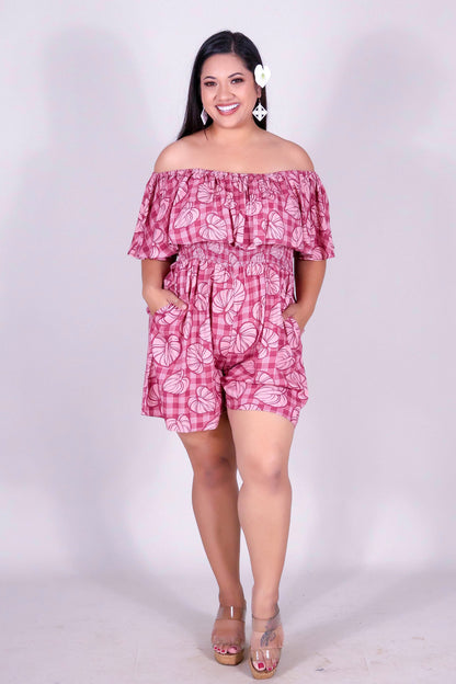 ANTHURIUM PALAKA OFF SHOULDER ROMPER