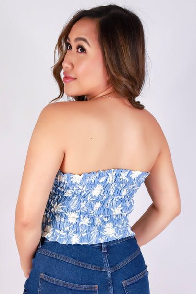 Jeans Warehouse Hawaii - S/L PRINT WOVEN TOPS - SUGAR SMOCK TUBE TOP | By OLIVE & CO