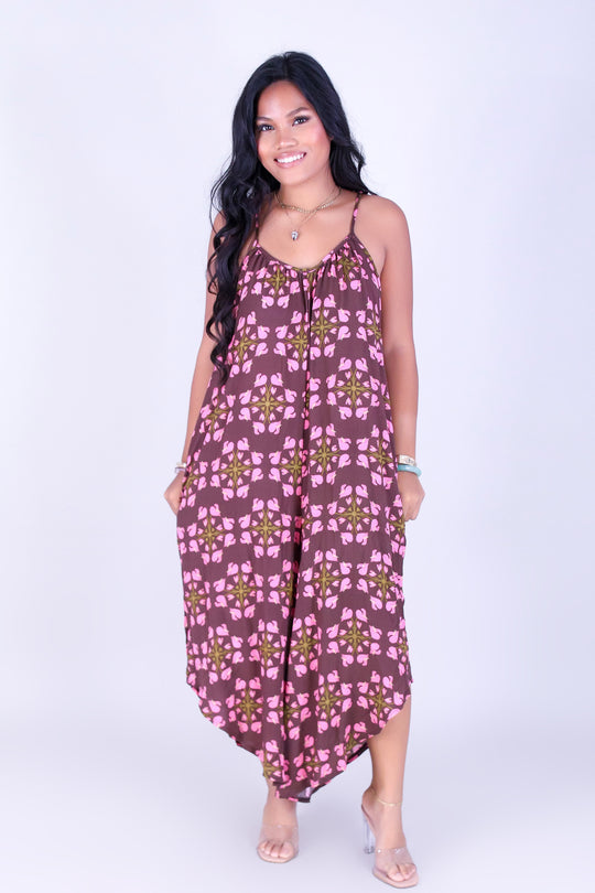 ANTHURIUM QUILT NO WAIST JUMPSUIT