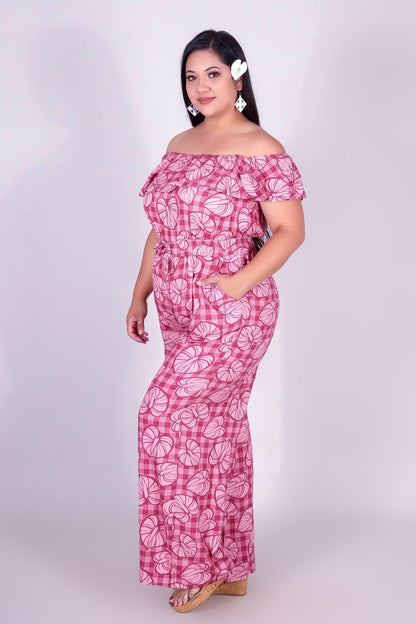 ANTHURIUM PALAKA OFF SHOULDER JUMPSUIT