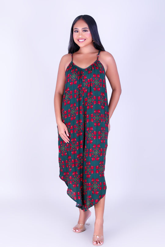 ANTHURIUM QUILT NO WAIST JUMPSUIT