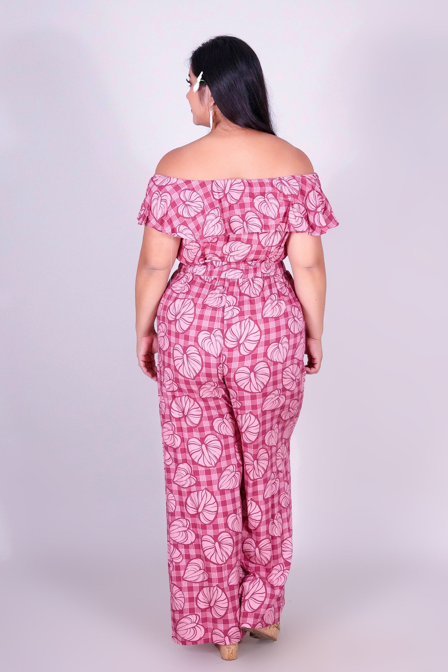 ANTHURIUM PALAKA OFF SHOULDER JUMPSUIT