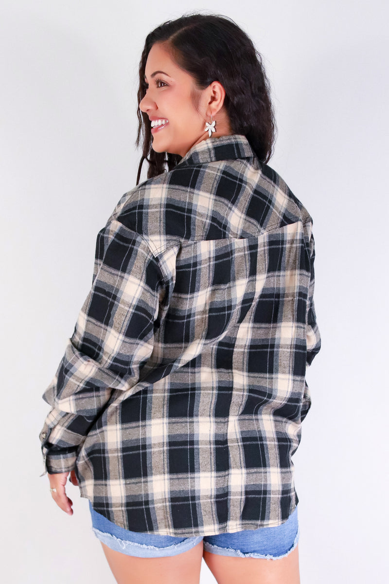 Jeans Warehouse Hawaii - PLUS 3/4&L/S PRINT WOVEN TOPS - WOODLAND WALK PLAID TOP | By PASSPORT/MS BUBBLES