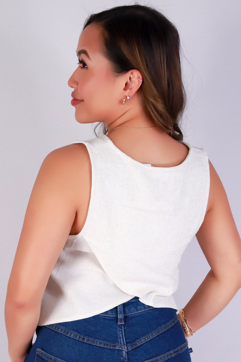 Jeans Warehouse Hawaii - S/L SOLID WOVEN TOPS - BLOOMED BACK TANK | By OLIVE & CO
