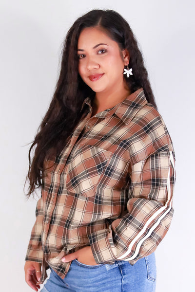 Jeans Warehouse Hawaii - PLUS 3/4&L/S PRINT WOVEN TOPS - FALL IN LOVE PLAID TOP | By PASSPORT/MS BUBBLES