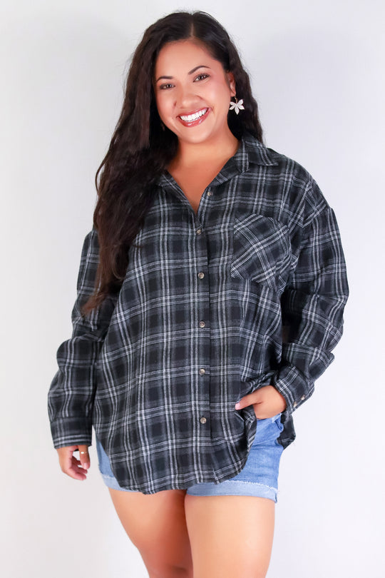 FALL IN LOVE PLAID TOP