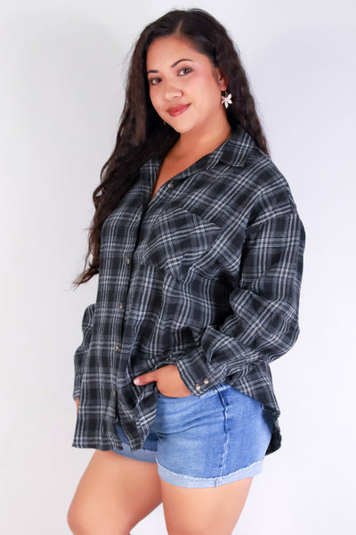 Jeans Warehouse Hawaii - PLUS 3/4&L/S PRINT WOVEN TOPS - FALL IN LOVE PLAID TOP | By PASSPORT/MS BUBBLES