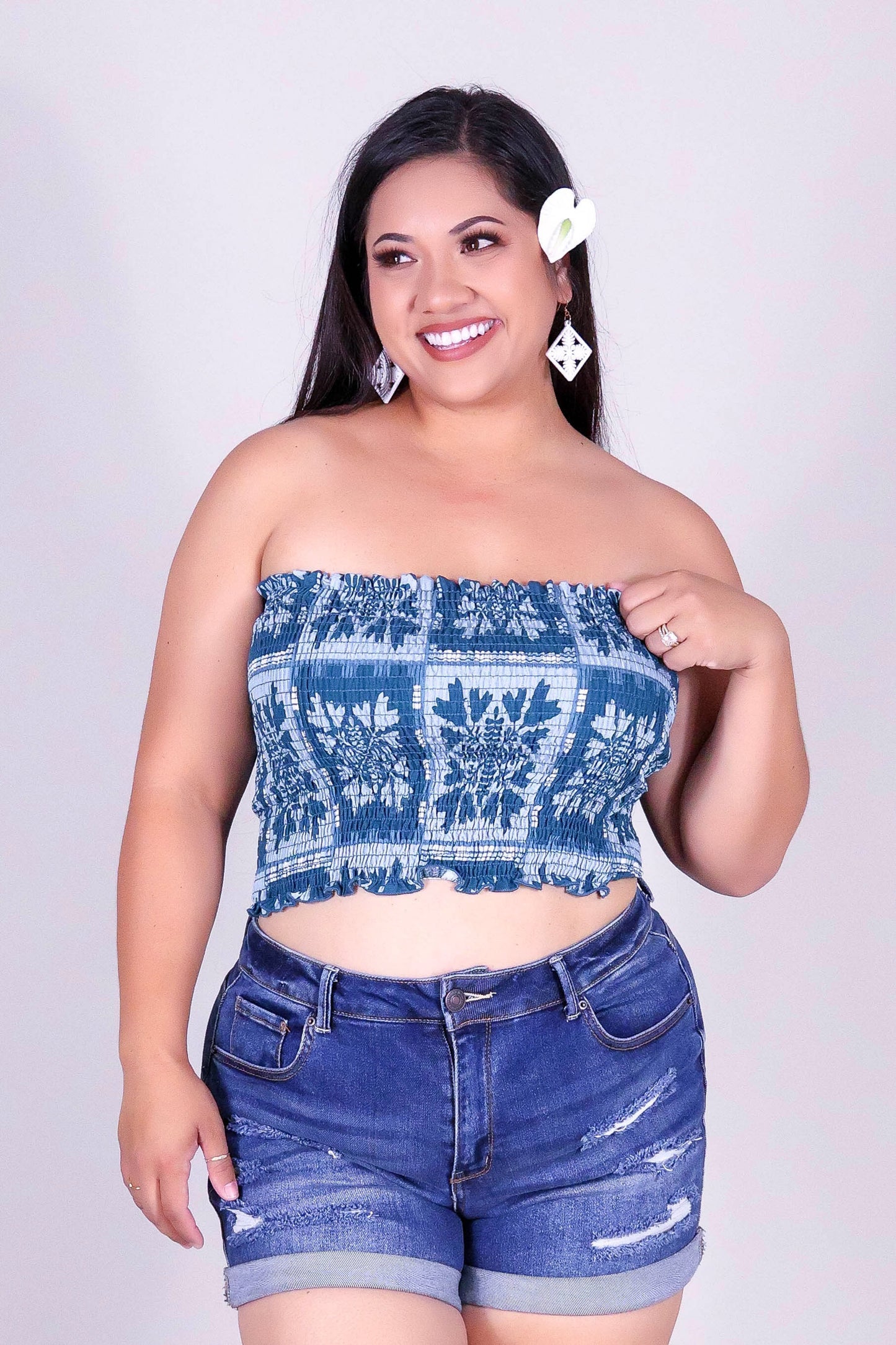 ULEI QUILT SMOCKED TUBE TOP