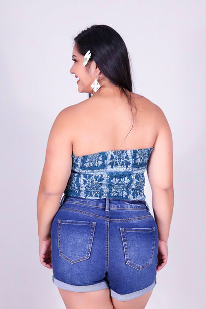 ULEI QUILT SMOCKED TUBE TOP