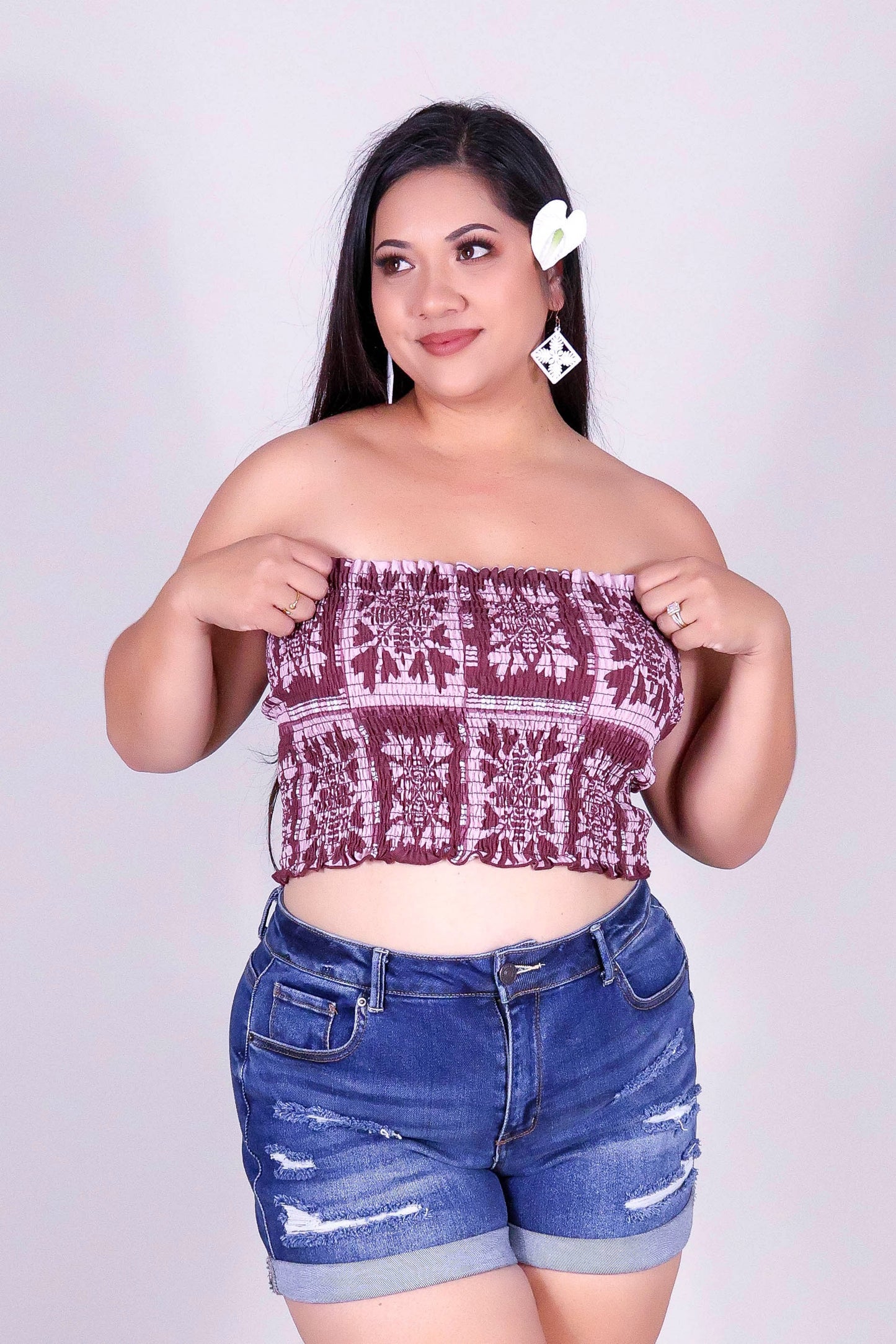 ULEI QUILT SMOCKED TUBE TOP